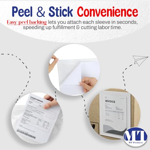 6.5 x 10 Inch Shipping Label Envelope Pack of 100 - Waterproof Packing Slip Pouches for Shipment & Return
