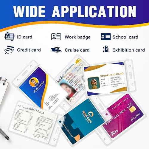 10Pack Vertical ID Badge Holder - Extra Thick Clear ID Card Holder with Waterproof Resealable Zip - Name Tag Holder for Nurses, Office and School