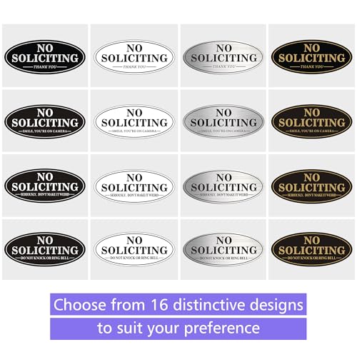 Brushed Silver & Black No Soliciting Sign - 2 Pack, Self-Adhesive Metal Door Signs, 7x3 Inches, Do Not Knock or Ring Bell, Medium