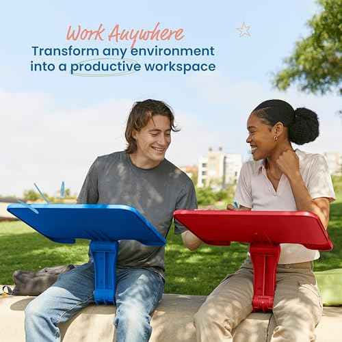 ECR4Kids The Surf Folding Portable Lap Desk, Large, Flexible Seating, Red