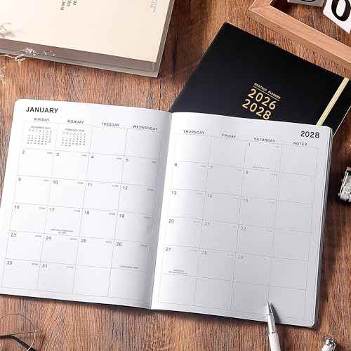 2026-2028 Monthly Planner - 3 Year Monthly Planner 2026-2028, Jan.2026 - Dec.2028, 8" x 10", Tabs + Back Pocket + Hardcover- Black