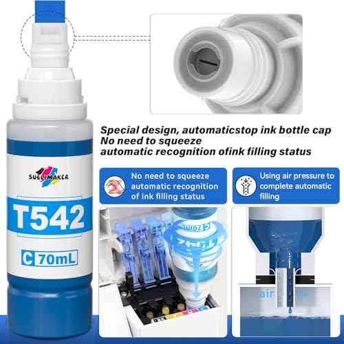 542 Ink Refill Bottles Compatible for Epson Ecotank ET-5850 ET-5150 ET-5800 ET-5170 ET-5880 ET-5180 ET-16600 ET-16650 ST-C5000 Printers, Compatible for Epson 542 Ink Refill Bottles Pigment (5 Packs)