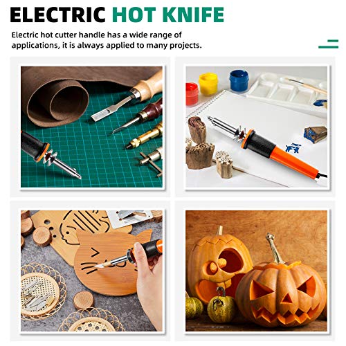 Orange Electric Hot Knife Cutter Kit with 16 Blades for Plastic Work
