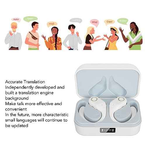 Language Translator Earbuds,Voice Translator Device 144 Languages with Charging Case,Translator Earbuds Noise Reduction Stereo Translation Headphones (White)