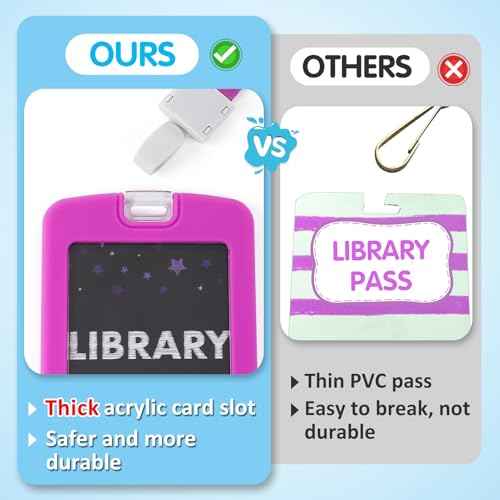 Set of 6 School Hall Pass Lanyards - 6 Color Safety Silicone Passes for Classrooms Office Student Teacher Supplies - Chalking Styles