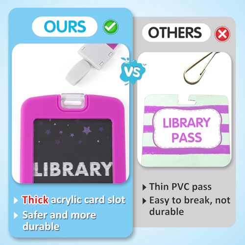 6 Sets School Hall Pass Lanyards with Silicone Holders - Classroom Must Haves, Chalking Styles