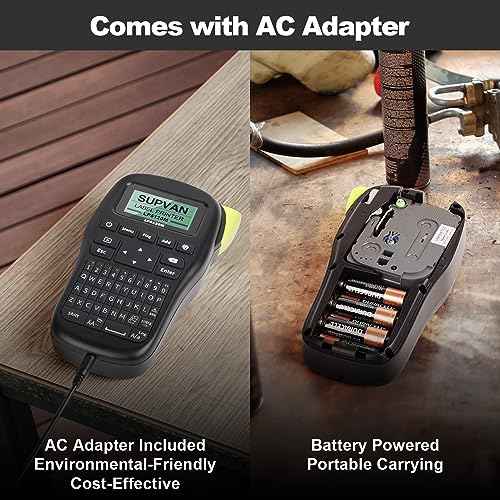 SUPVAN LP5120M Label Maker Machine with Keyboard & AC Adapter, Waterproof Thermal Transfer Label Printer with Ik+ Icons for Garage, Home, Office Organization