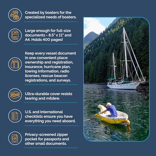 Boat Documents Organizer - Large Size Water Resistant Case for Boat Papers - Keep All Documents Safe and Organized - Boating Gifts for Men (Gray)