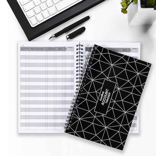 CASMONAL A5 Big Checkbook Register, Check Registers for Personal, Check Book Register & Debit Card Transaction Notebook, Checking Account Register, Business Ledger, Cash Log & Expense Tracker, Black