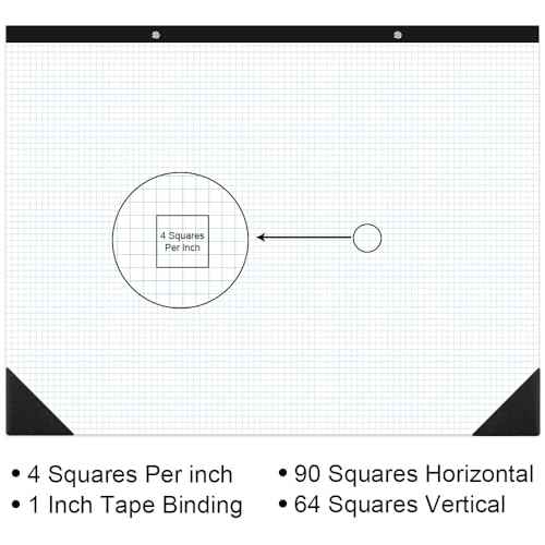 Large Engineering Graph Paper - 22" x 17" Grid Paper, 50 Sheets/100 Pages, 4"x4" Blue Grid Paper Pad Giant Drafting Pad Sketching Graph Paper for Engineer Architect Designer Mathematician Draftsman