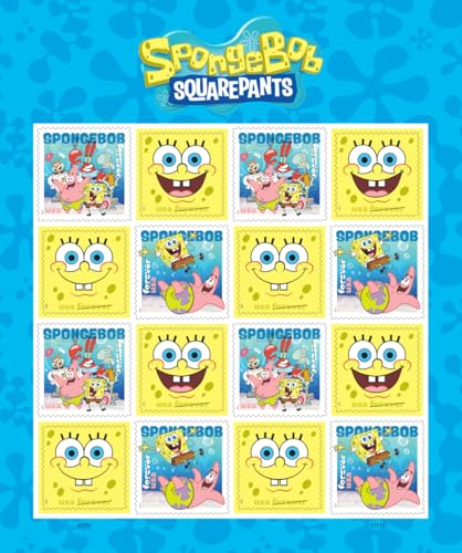 USPS SpongeBob SquarePants Forever Postage Stamps Sheet of 16 - Nickelodeon Characters