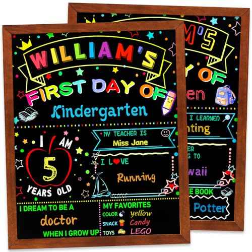 First and Last Day of School Double Sided Sign with Frame- 14¡±x11¡± Reusable Dry Erase Board - Back to School Supplies for Kindergarten Preschool