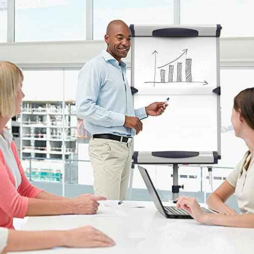 VIZ-PRO Dolphin Magnetic Mobile Whiteboard/Flipchart Easel, 28 X 40 Inches