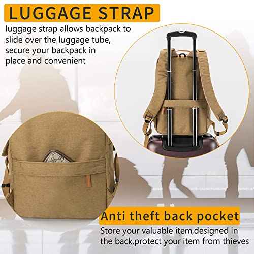 NOBLEMAN Travel Backpack Men Women, Business Computer Backpacks with Multi Compartment Storage Laptop Backpack, Water Resistent 15.6 Inch Laptop Work Business Backpack with USB Port for Nurse (Khaki)