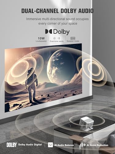 VOPLLS White Google TV 4K Smart Projector with WiFi Bluetooth Portable Home Cinema