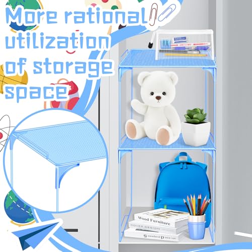 Demonwer Locker Organizer Shelf Blue Stackable Extra Storage Cabinet