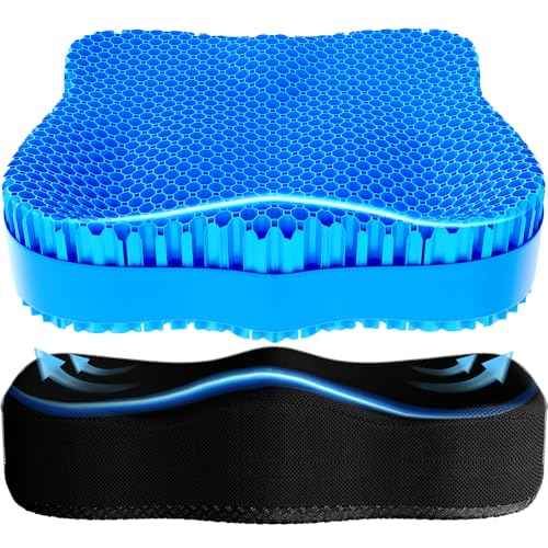 Gel Seat Cushion for Office Chair 3.54in Thick Ergonomic Gel Chair Cushion Seat Pad for Long Sitting Relieve Sciatica Back,Pressure Sore Ulcer Pain,Seat Cushion for Wheelchair Office Chairs Car Seats