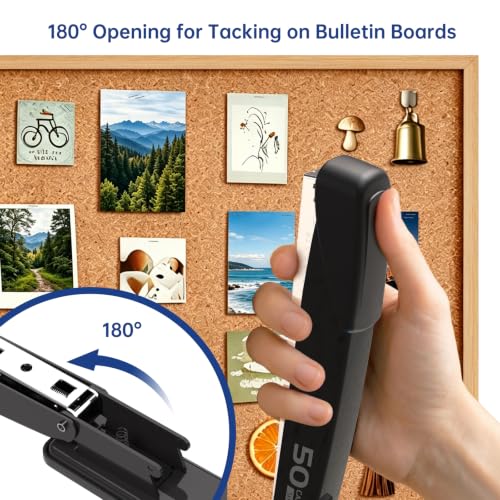 Jyumini Heavy Duty Metal Stapler Black, 50-Sheet Capacity with 2000 Staples & Remover