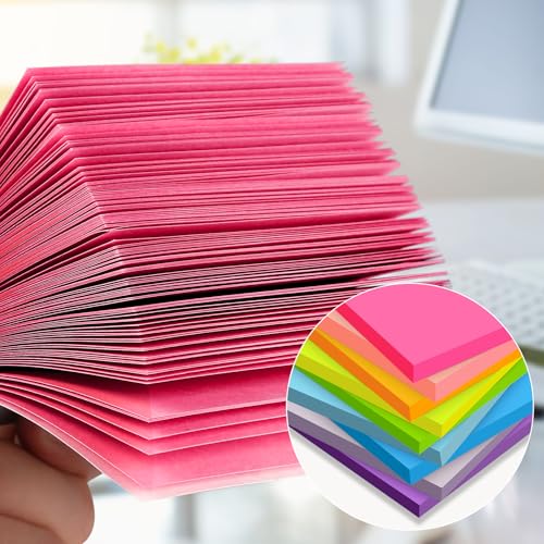 YEECOK Bright Colors Sticky Notes 3x3 Inch Pack of 18 Self-Stick Pads