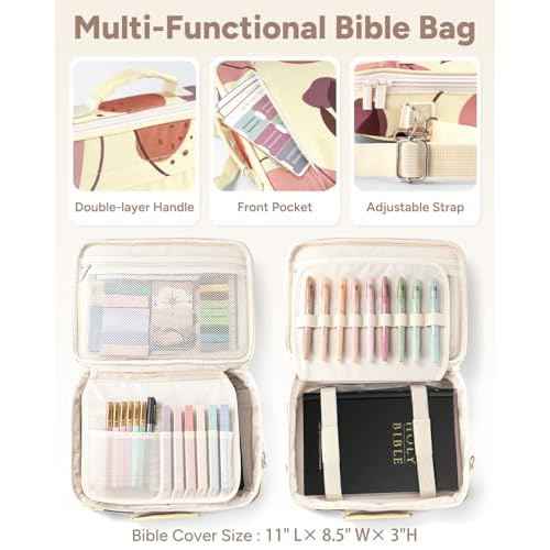 WEMATE 76 PCS Bible Study Supplies with Bible Case, 15 No Bleed Bible Highlighters and Pens, Washi Tape, Transparent Sticky Notes, Prayer Cards, Annotation Journaling Kit Christian Gift for Women