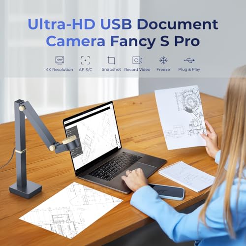 CZUR Fancy S Pro USB 12MP Document Camera for Teachers & Presentations