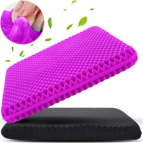 KYSMOTIC Gel Seat Cushion Large & Thick for Long Sitting - Black Cover with Rose Red Cushion