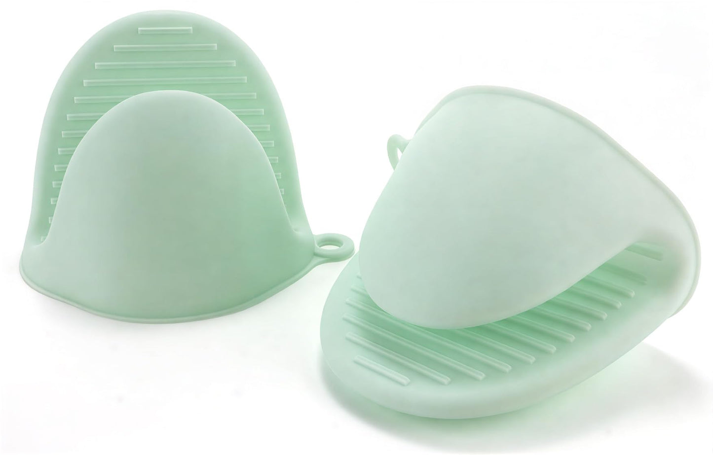 Silicone Oven Mitts (2 Pack) - Heat Resistant Mini Oven Mittens for Kitchen, Non-Slip Pinch Mitts Pot Holders for Air Fryer, Microwave, Baking and Cooking - Mint Green