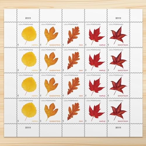 Vibrant Leaves 2025 Postcard Rate (Sheet of 20) Non-denominated Mail-use Postage Stamps