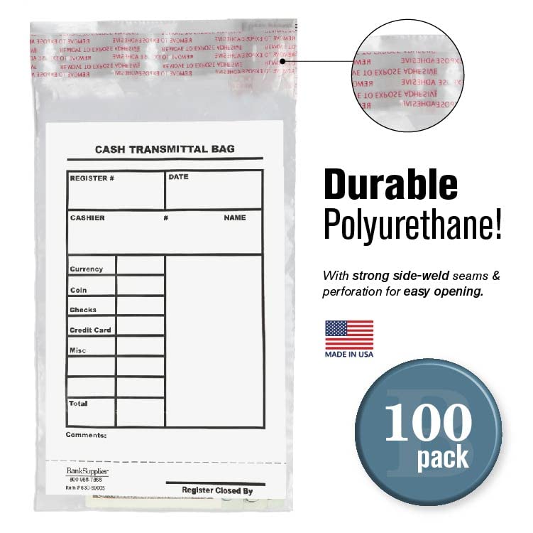BankSupplies 6 x 9 inch Tamper-Evident Cash Transmittal Bags (Case of 100)