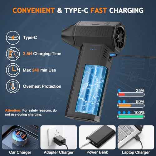 Compressed Air Duster - 110000RPM Powerful Electric Air Duster, 3 Gear Adjustable Cordless Air Blower, Rechargeable Dust Cleaner for Keyboard, Computer, Home, Outdoor, Car