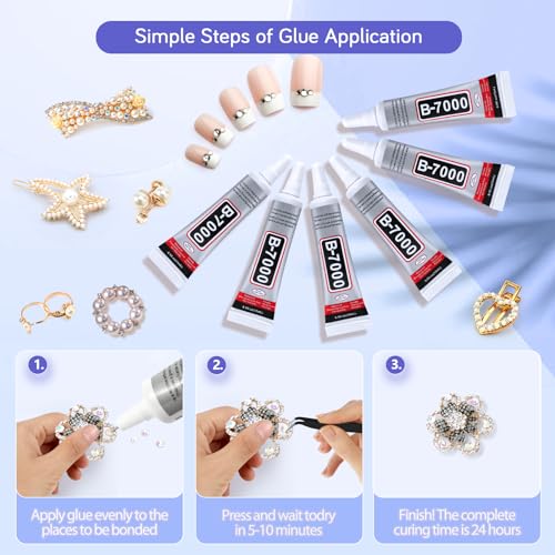 FITTDYHE 6 Pack Jewelry Glue 15ML Clear Waterproof Strong Bond for Crafts, Nails, Phone Repair