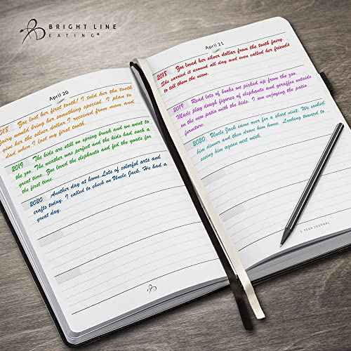 Bright Line Eating 5 Year Journal - Vegan Leather Journal w/Daily Entries ? Black Memory Book Journal for Women & Men ? 5 Year Journal for Tracking Memories, Ideas, Devotions & Progress