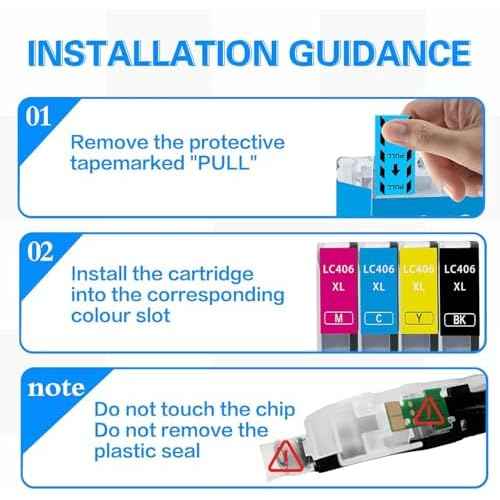 LC406XL Ink Cartridges for Brother LC406XL LC406XL Ink Brother MFC-J4535DW, MFC-J4335DW, MFC-J5855DW, MFC-J6555DW, MFC-J6955DW Printers, 4 Pack (LC406XL)