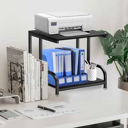 bealy 2-Tier Printer Desk Stand, Desktop Printer Stand Organizer, 3DPrinter Stand for Desk, Printer Shelf Desk Organization for Home,Office,Fax Machine,Scanner,17.3¡±D x 11.8¡±W x 15.7¡±H,Black