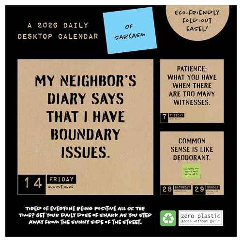 TF Publishing 2026 Anti Affirmations/Daily Sarcasm Daily Desktop Calendar - Home & Office Organization - Small Desk Calendar 2026 w/Full-Color Tear-Off Pages & Standing Cardboard Easel - 5.25x5.25in