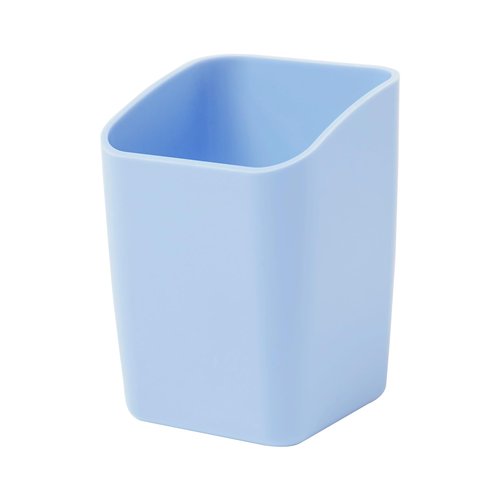 Y YOMA 2 Pack Pen Holder for Desk Cute Plastic Pencil Cup Pen Container Square Organizer Modern Aesthetic Design Desktop Storage Solution for Pens, Pencils, Marker, Makeup Brush, Morandi Blue
