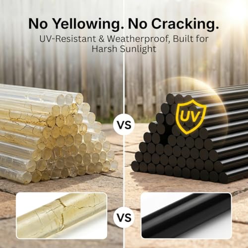 T TOVIA Black Mini Glue Sticks 0.27” x 4” - 60 Pack, All Temperature