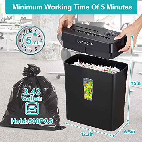 Woolsche Paper Shredder,10-Sheet Cross Cut with 3.43-Gallon Basket, P-4 Security Level,3-Mode Design - Shreds CD and Credit Card,Durable,Fast and Jam Proof for Home Office (ETL Certified)