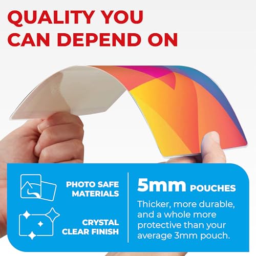 5MIL Thermal Laminating Sheets (150 Count) Letter, Photo, Card, Notecard, ID Badge and Business Card Sizes, Laminating Pouches Compatible with Laminators, Crystal Clear Laminated Finish