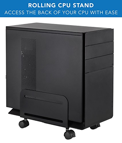 Mount-It Adjustable Heavy-Duty Computer Tower Stand with Lockable Wheels