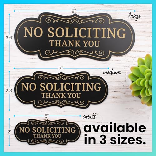 ExcelMark Premium No Soliciting Sign for House - Small Black/Gold - Made in USA