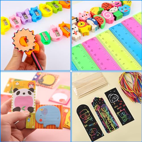 Stationery Party Packs, 24 Pack Birthday Goodie Bags for Kids with Pencils Rulers Erasers Perfect Classroom Rewards Student Gifts School Class Goodie Bag Return Gifts