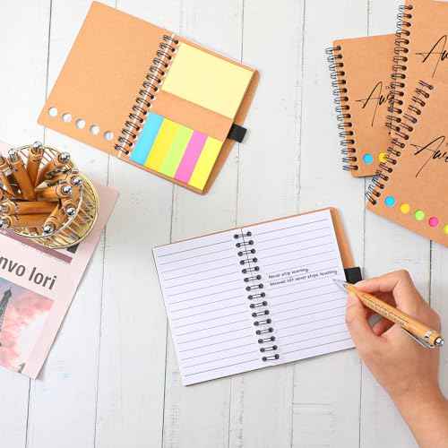 Chuangdi 20 Sets Christmas Employee Appreciation Gift Bulk Thanksgiving Inspirational Spiral Notebook with Sticky Note Motivational Pen for Women Staff Coworker Nurse Teacher Holiday (Kraft)