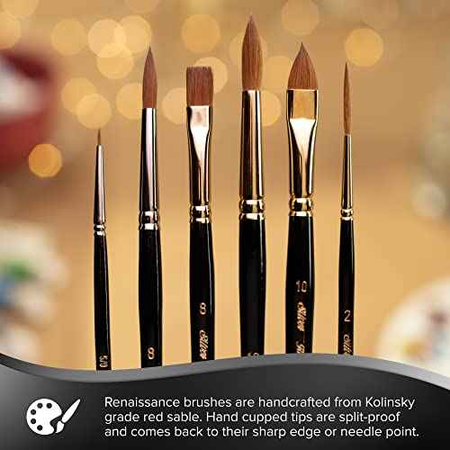 Silver Brush Limited 7110-10 Renaissance Cats Tongue Paintbrush for Oil, Watercolor, Gouache, Inks, Dyes, Fluid, & Flow Acrylic, Size 10, Long Handle