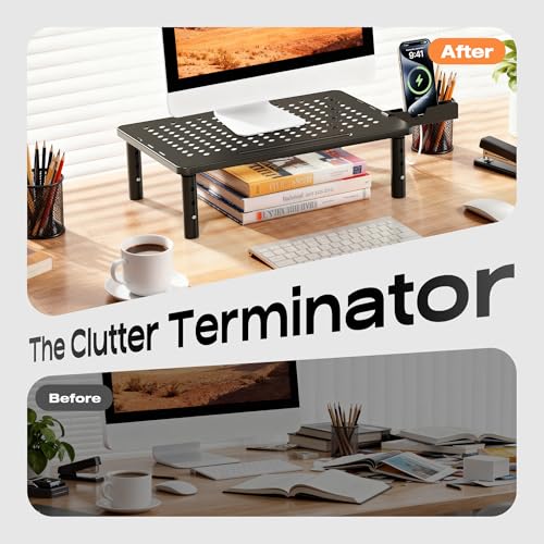 Canyora Black 2-Pack Adjustable Monitor Stand Riser with 3 Height Settings