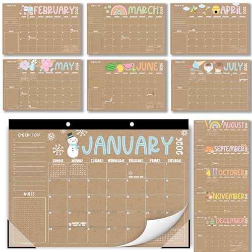 Hadley Designs Desk Calendar 2026 - Desktop Calendar 2026, 18 Month Large Desk Calendars 2026-2027, January 2026 - June 2027, Cute Kraft Theme Classroom Decor Teacher Must Haves, Designed in USA