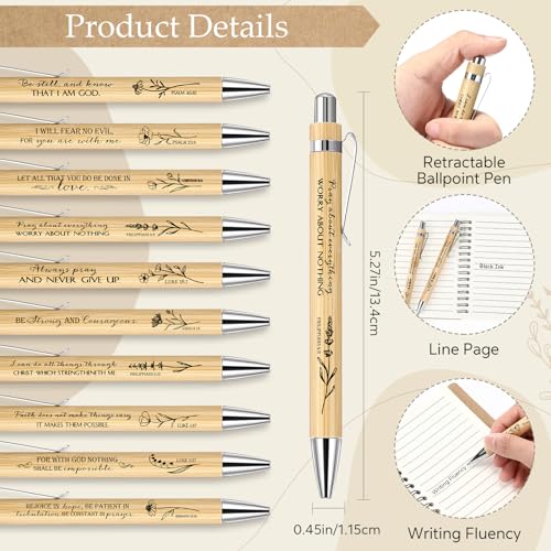 100 Pcs Christmas Bible Verse Spiral Notebook with Bamboo Thanksgiving Christian Pen Aesthetic Religious Notepad Journal Thank You Christian Gift Bulk for Pastor Sunday School Teacher (Classic Style)