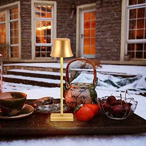 LED Desk Lamp Cordless Table Light, Rechargeable Battery Powered 3 Levels Brightness Dimmable for Outdoor Modern Restaurant Dining Bedroom Study Portable Lights Set of 2 Pack Gold
