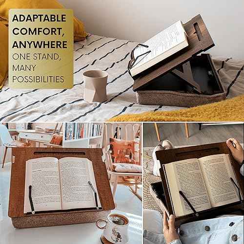 Book Stand for Reading in Bed with Storage ? Book Holders for Reading Hands Free, Bed Book Holder and Book Display Stand, Perfect Book Stands for Reading, Study, Bed or Desk Use