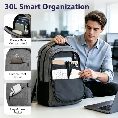 Grey 17 Inch TSA Approved Travel Laptop Backpack for Men & Women